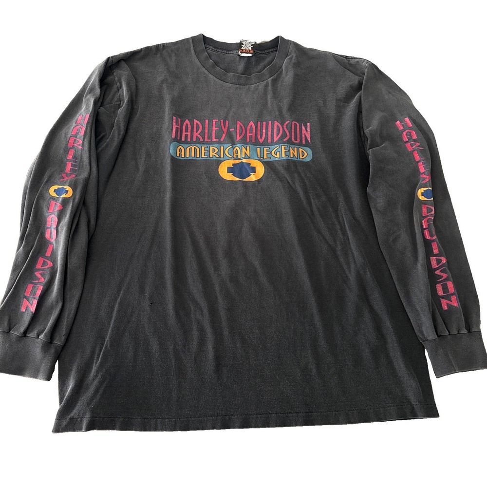 Vintage Harley Davidson size XL Long Sleeve Shirt Bumpus Memphis TN cotton flaws